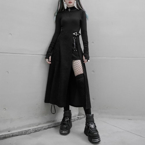 パンク占い師ルーンスリットロングスカート - ショップ PUNK