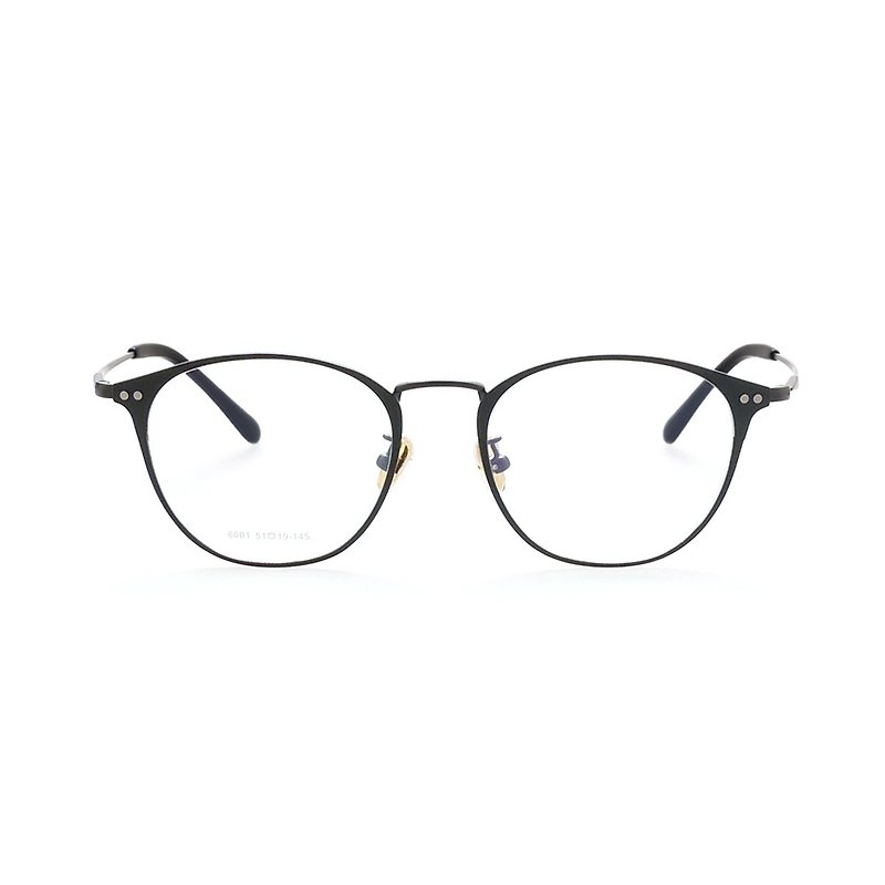 不鏽鋼 眼鏡/眼鏡框 黑色 - 黃金比例設計∣ 文青眼鏡【專利工藝雪花漆】啞黑