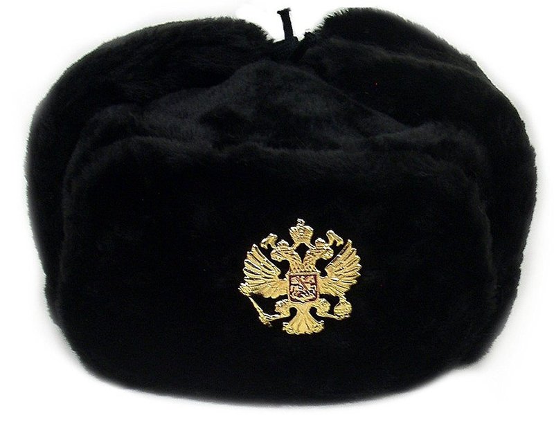 Ushanka ฤดูหนาวหมวกขนสัตว์สีดำ USSR ทหาร กองทัพโซเวียต ทหาร Imperial Eagle Pin B - หมวก - วัสดุอื่นๆ สีดำ