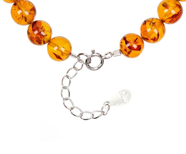 花琥珀のブレスレット 花アンバー(琥珀)ブレスレット 16cm シルバー925製 天然石