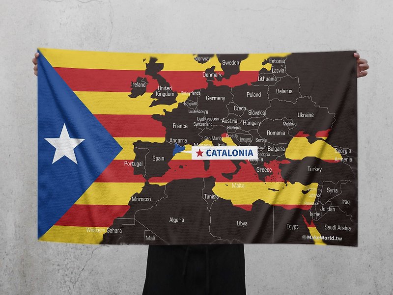 Make World map made sports towel (Catalonia Type B) - ผ้าขนหนู - เส้นใยสังเคราะห์ 