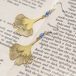 Simple sense retro golden hue Bronze earrings ear acupuncture ear hook ear hook Clip-On- ginkgo leaves hollow