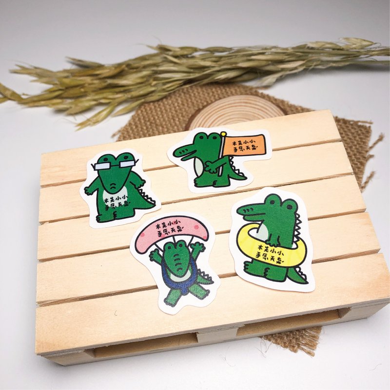 Customized | Mr. Crocodile hand-painted name stickers 60 pieces into - Stickers - Waterproof Material 