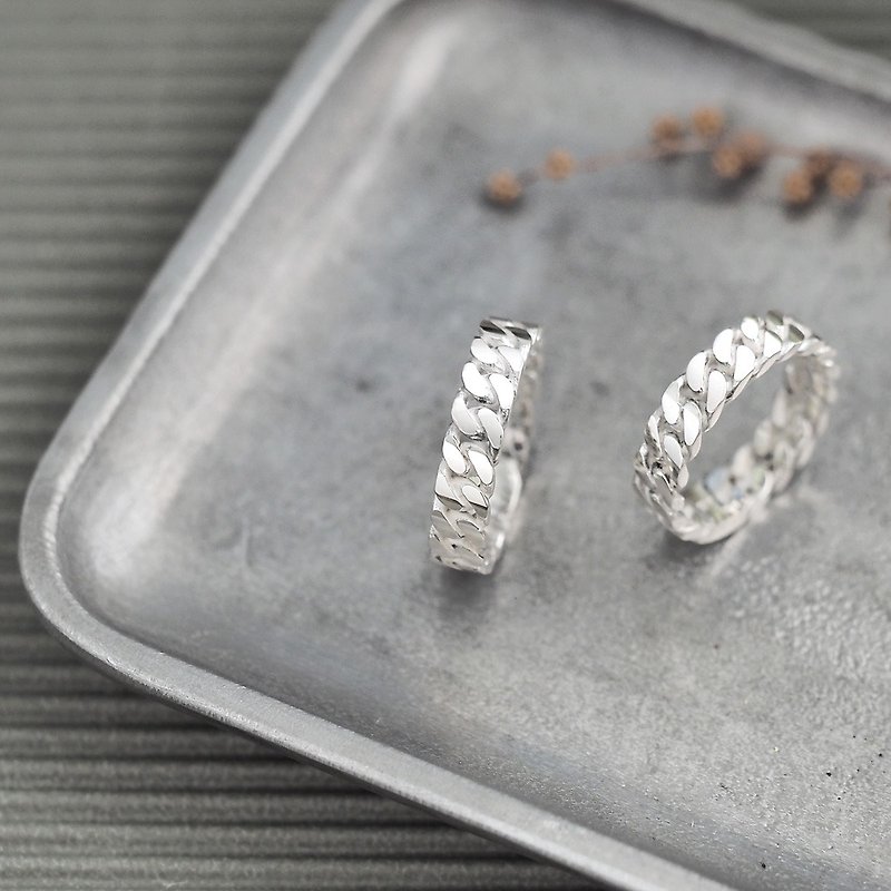 2 pieces set) White chain pairing Silver 925