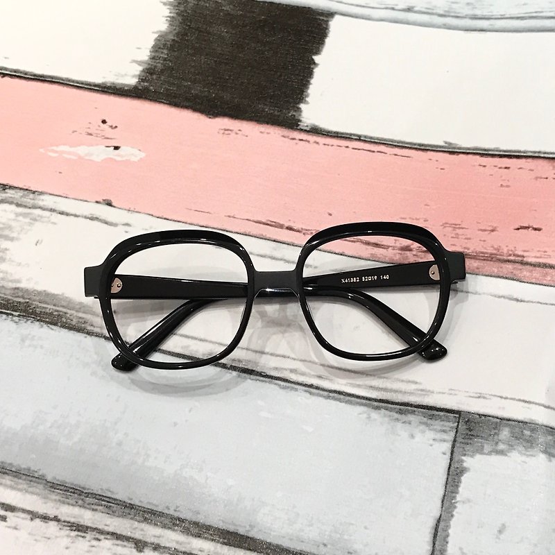 (無型號)Handmade in Japan Square Rectangle eyeglasses frame eyewear - กรอบแว่นตา - วัสดุอื่นๆ สีดำ
