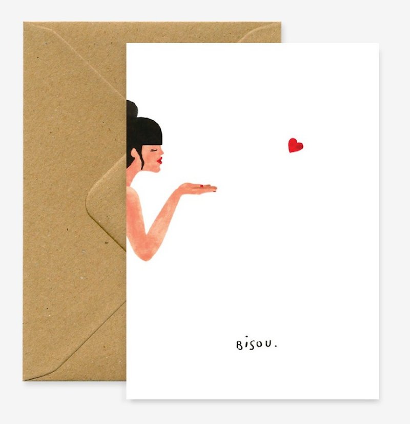 Beauty blowing kiss universal card - การ์ด/โปสการ์ด - กระดาษ 