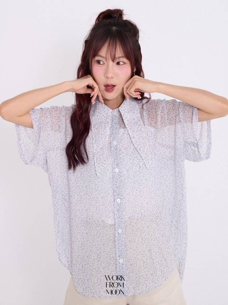 Banana Tee : Oversized shirts (Babyblue) - 女襯衫 - 其他材質 