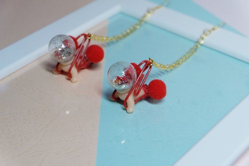 Remade Kewpie Dolls/ doll earrings/Playful decoration/handmade/vintage doll/Kawa - Earrings & Clip-ons - Plastic Red