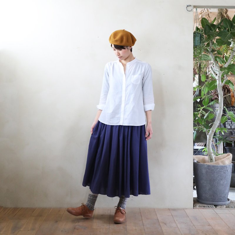 Loose fluffy cotton skirt [Oriental Blue] - Skirts - Cotton & Hemp Blue