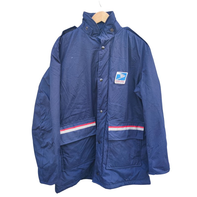 Vintage USPS Letter Carrier Quilted Lined Parka Jacket Post office Uniform - 男夾克/外套 - 棉．麻 藍色