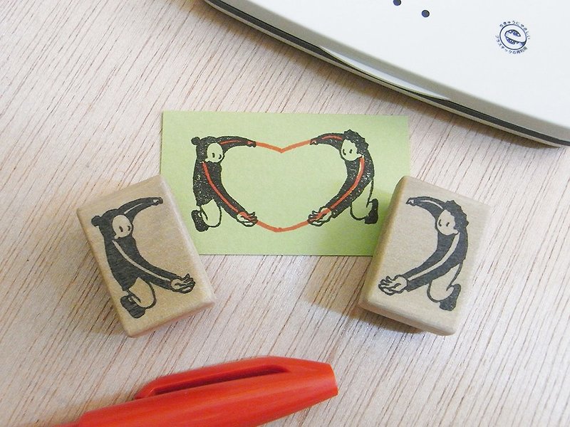 Handmade rubber stamp Men and women who make a heart - Stamps & Stamp Pads - Rubber Khaki