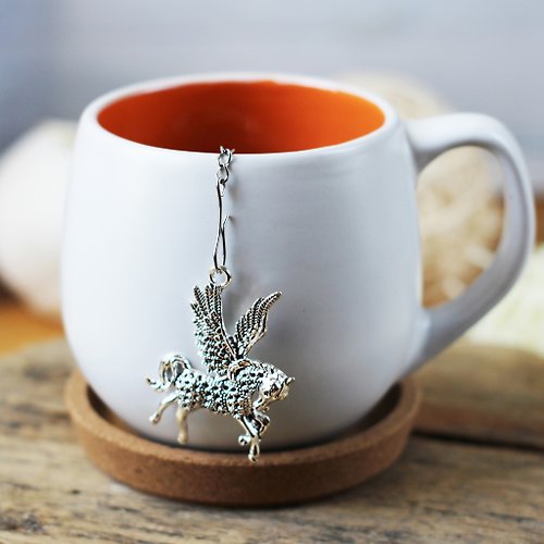 Anastasia Handmade Pegasus tea infuser for loose leaf tea, Tea Maker with fantasy creature charm