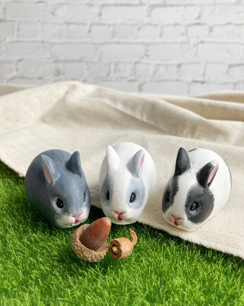 [Hand-painted shape diffuser Stone] Rabbit series, black and gray color of the rabbit series is custom-made - Fragrances - Other Materials Gray