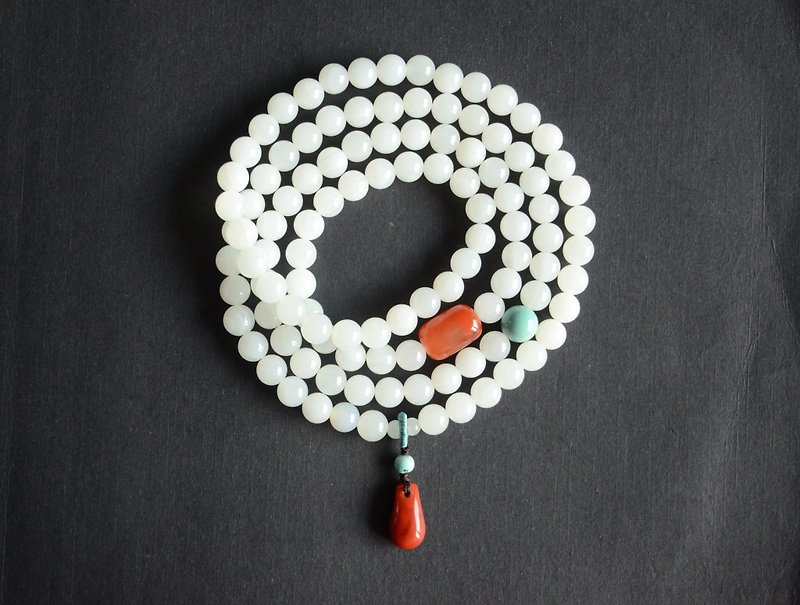 [ Wish] Natural jade 砗磲 108 beads bracelet bracelet - Bracelets - Shell White