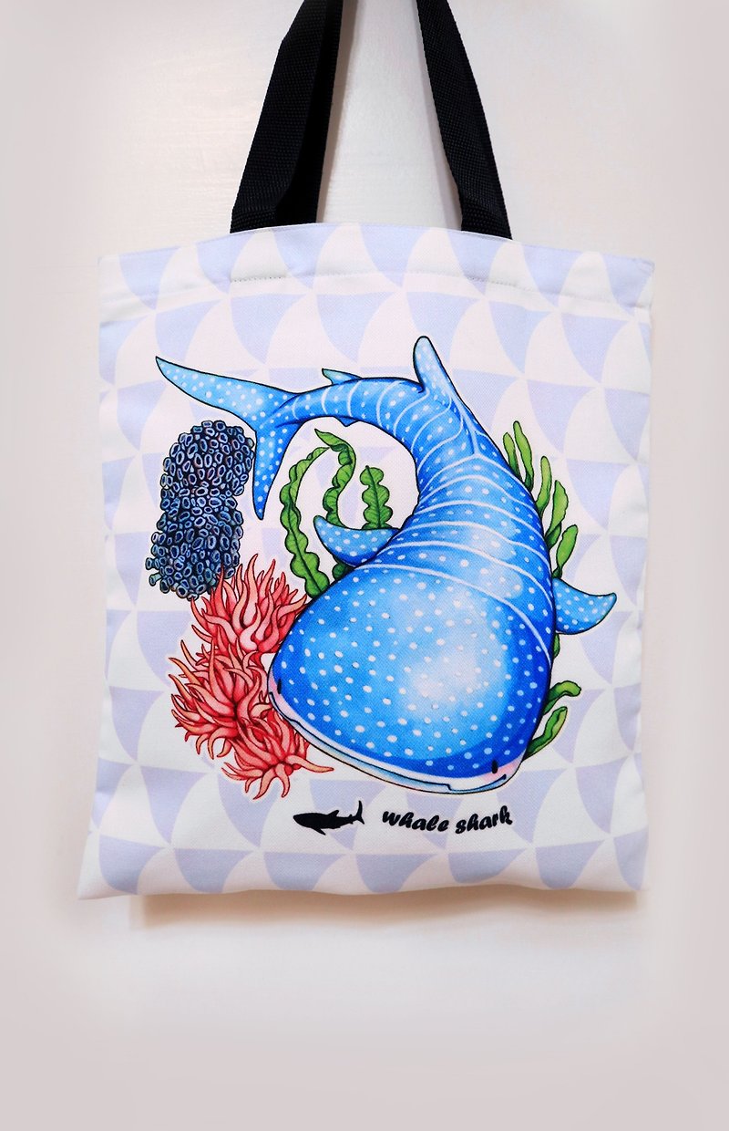 Tofu shark dot spot whale shark whale shark canvas bag (handbag/shopping bag) - Handbags & Totes - Other Man-Made Fibers Blue