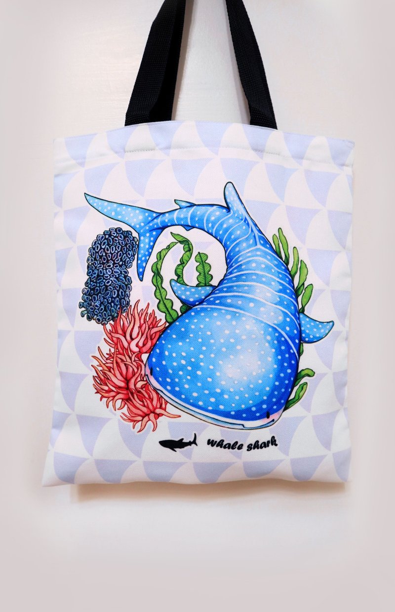 Tofu shark dot spot whale shark whale shark canvas bag (handbag/shopping bag) - Handbags & Totes - Other Man-Made Fibers Blue