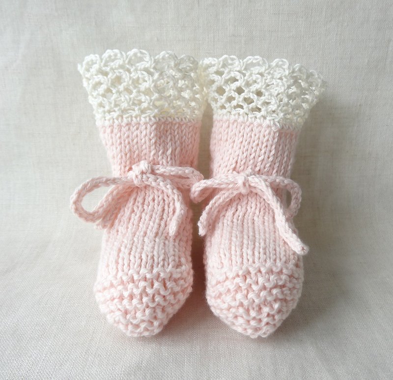 3M~　organic cotton lacy baby booties 394