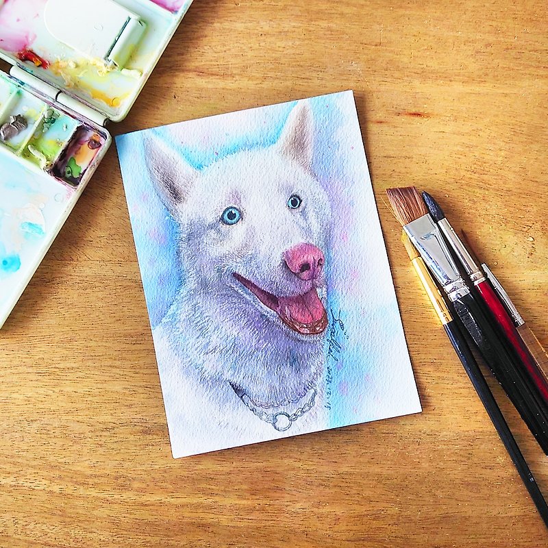【Customized】Fur Baby Portrait / Hand-drawn Pet Portrait / Watercolor Pet Drawing - Customized Portraits - Paper White