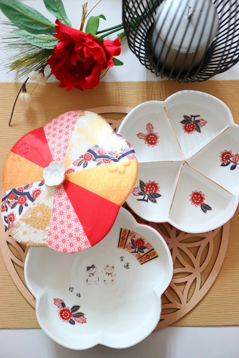 Chinese new year candy box - Plates & Trays - Pottery Red