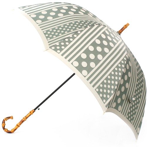 MakitaShoten SINCE1866 【晴雨兩用 抗UV雨傘 直立傘】kirie 圓點和直線 绿色