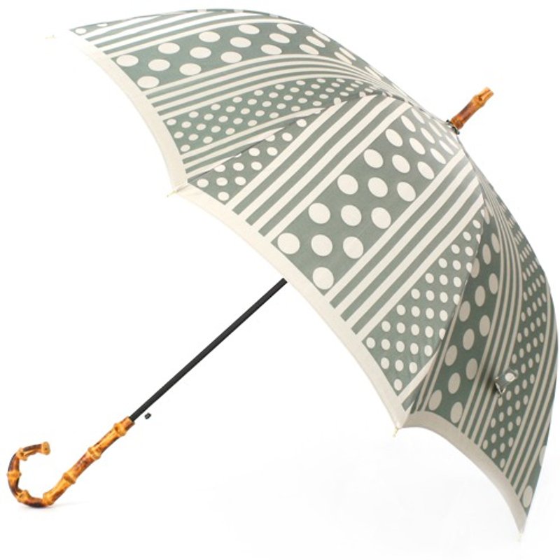 【晴雨兩用  抗UV雨傘 直立傘】kirie 圓點和直線 绿色