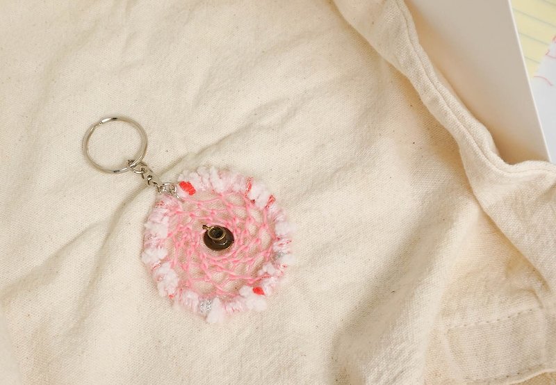 Handmade Yarn Key Ring | Tea Time - Earrings & Clip-ons - Other Materials Pink