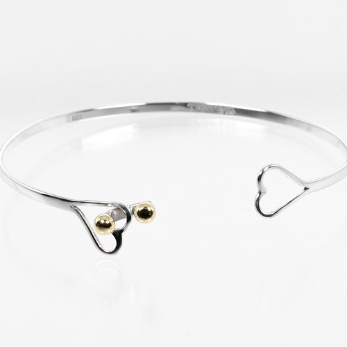 TIFFANY&Co.♥ ダブルハートフック バングル K18 バングル925 ダブルハートフックバングル シルバー×ゴールド ヴィンテージ