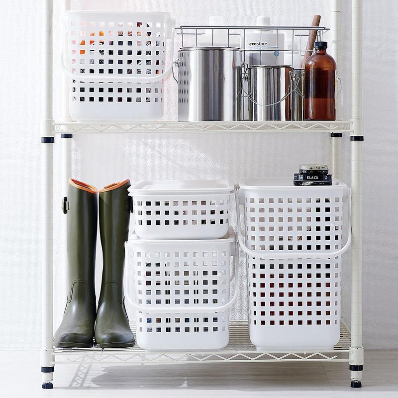 Like-it narrow slotted stackable laundry basket three-layer set S+M+L (excluding lid and wheels) - อุปกรณ์ห้องน้ำ - พลาสติก ขาว