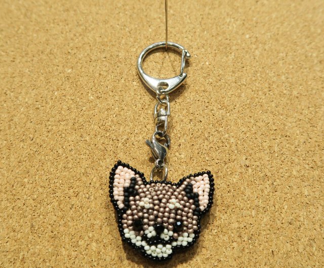 Beaded chihuahua key top chain