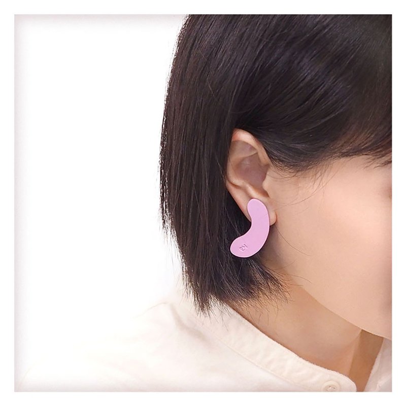 Zucchini Dianthus 001 Japanese Minimalist Handmade Polymerclay Earrings - ต่างหู - วัสดุอื่นๆ สึชมพู