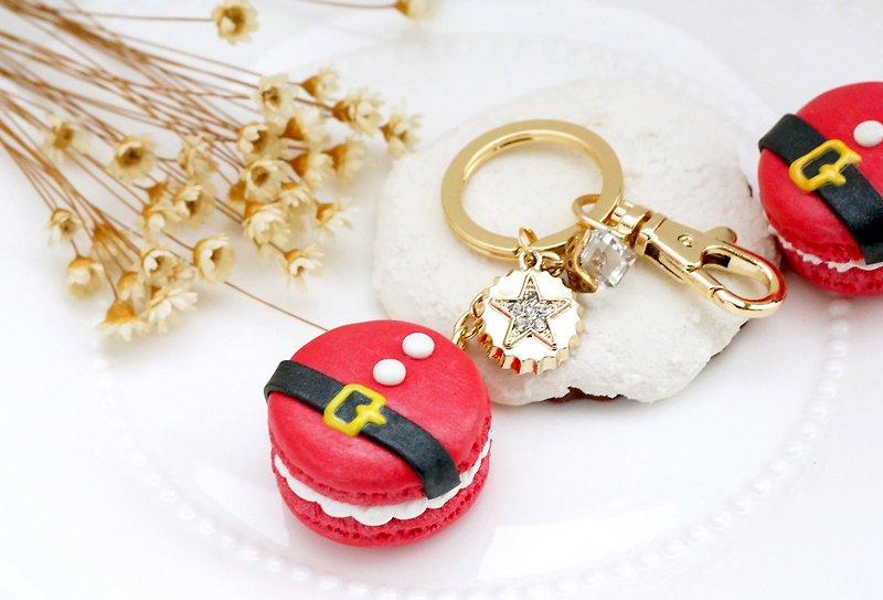 Merry Christmas ~ Santa Claus macaron keyring - Keychains - Clay Red