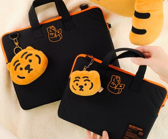 sitting tiger laptop bag/laptop bag/iPad bag (black) - Shop