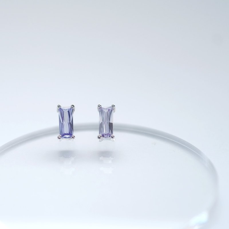 Lavender amethyst square earrings in Silver 925 - ต่างหู - โลหะ สีม่วง