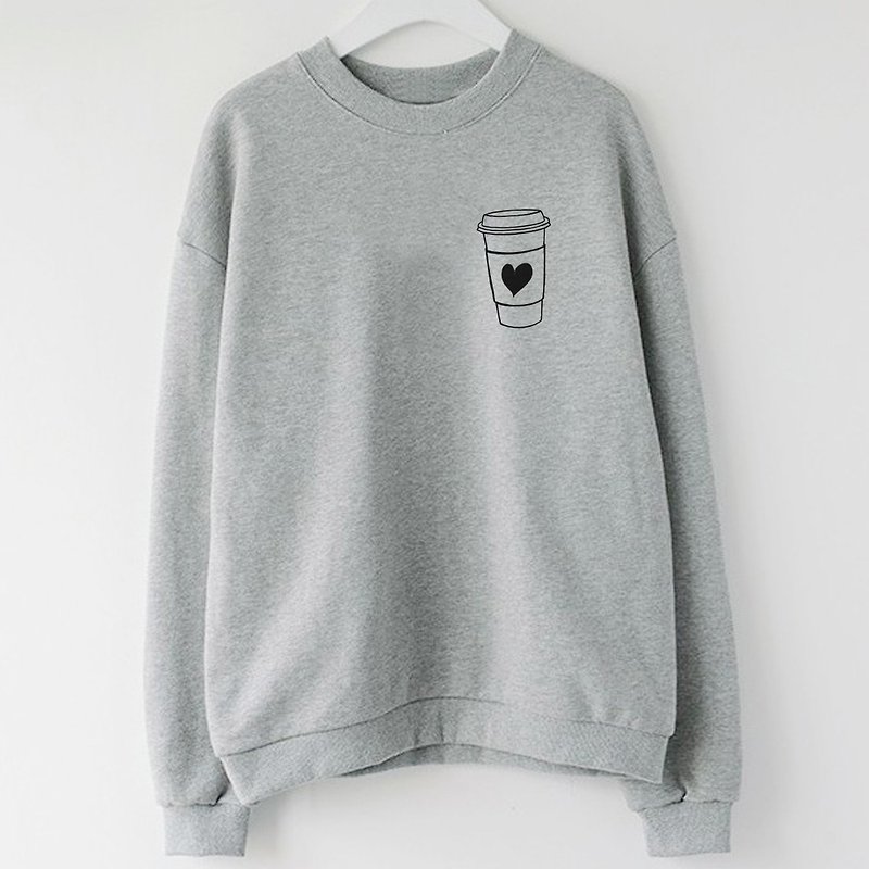 Pocket COFFEE HEART unisex gray sweatshirt