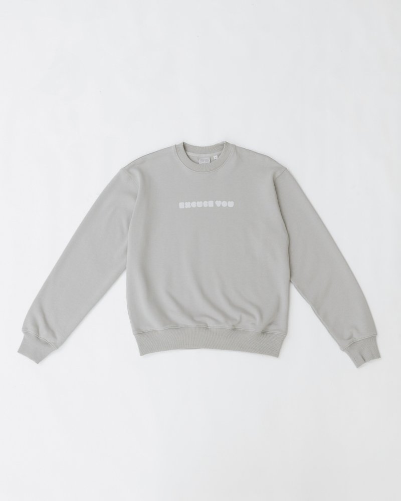 大學T   EXCUSE YOU - 帽T/大學T - 棉．麻 灰色