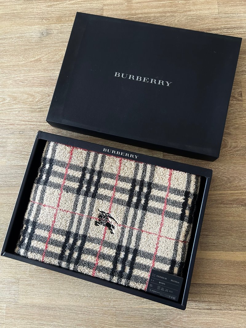 Japanese second-hand Burberrys classic plaid towel gift box set 120 x 60cm - ผ้าขนหนู - วัสดุอื่นๆ สีนำ้ตาล