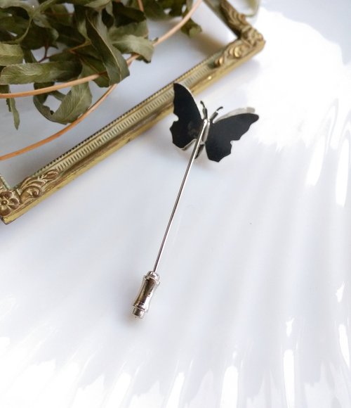 Three-dimensional Silver butterfly small stick needle flat