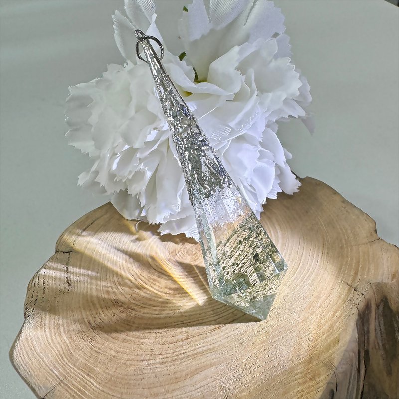 No.24 純色 綠幽靈 雪紛飛 透亮晶體 水晶靈擺 吊墜 項鍊 靈擺 - 項鍊 - 水晶 透明