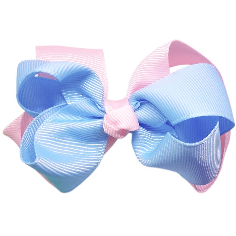 雙層雙色蝴蝶結髮夾 全包布手工髮飾Blue/Pink