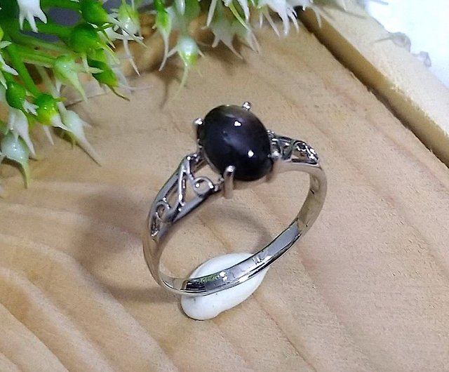 ブラックスタージェムストーン付きシルバーリング結婚指輪や誕生日指輪