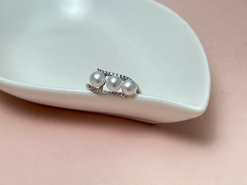 Athena珍珠設計 520 天然海水珍珠 akoya S925銀 戒指