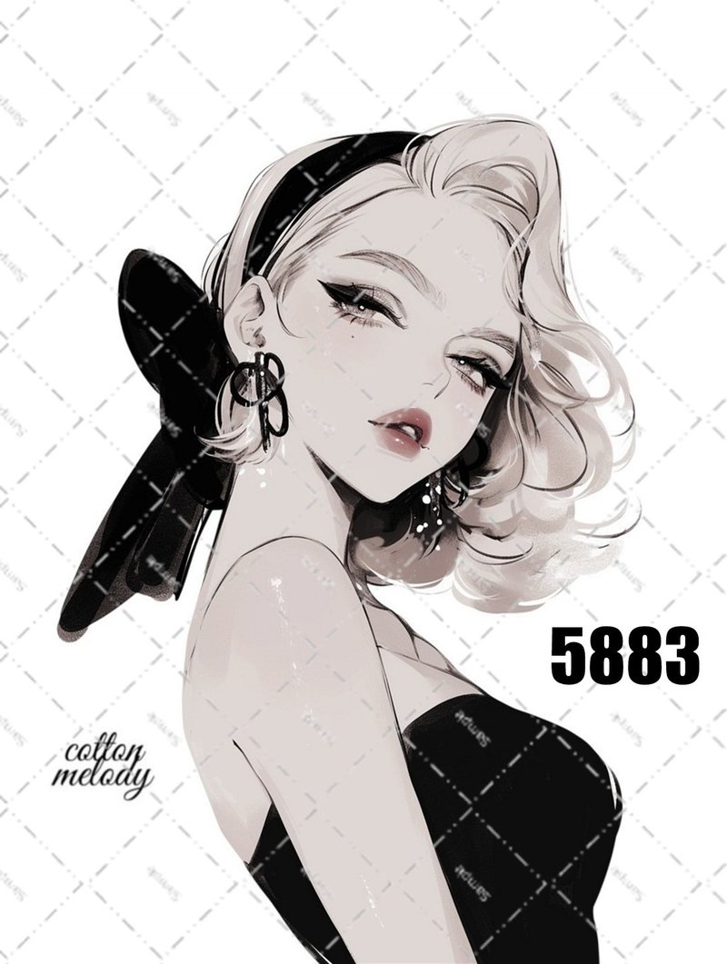original sticker no.5883 人物ステッカー オリジナルステッカー 人物ステッカー 女の子ステッカー オリジナル人物ステッカー - 貼紙 - 紙 