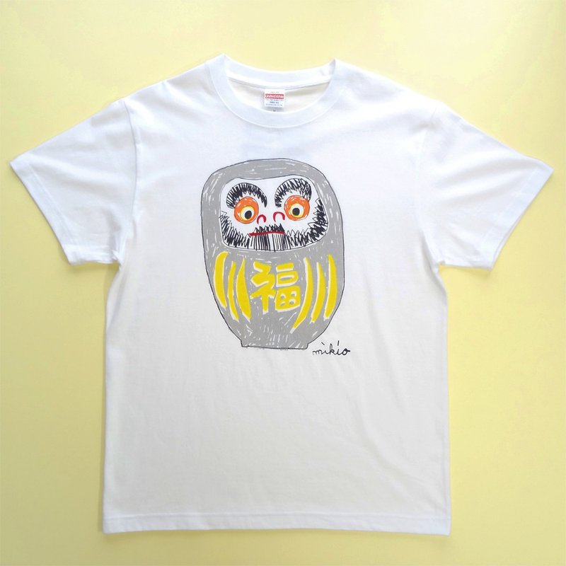 Daruma Men's T shirt  Glitter  Gold Silver - เสื้อยืดผู้หญิง - ผ้าฝ้าย/ผ้าลินิน สีเงิน