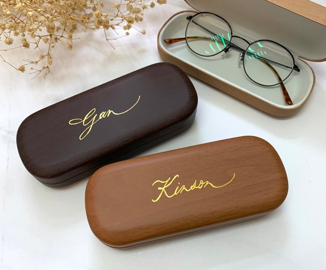 カスタマイズ】ホットスタンプ名入れカスタマイズ木目調メガネケース