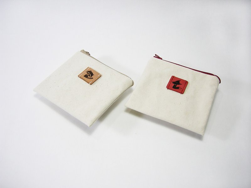 Coin purse (canvas) _ Zuo zuo hand-made coin purse gift gift (1) - กระเป๋าสตางค์ - ผ้าฝ้าย/ผ้าลินิน สีแดง