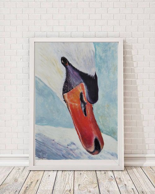 白い鳩の油彩画　油絵　動物画　インテリア　絵画 b5175d283919f05f1fe4f1cf0ec6bb