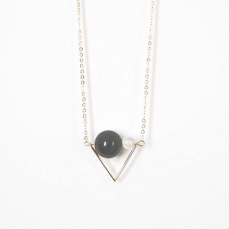 Triangle Flag Necklace with Obsidian + White Agate