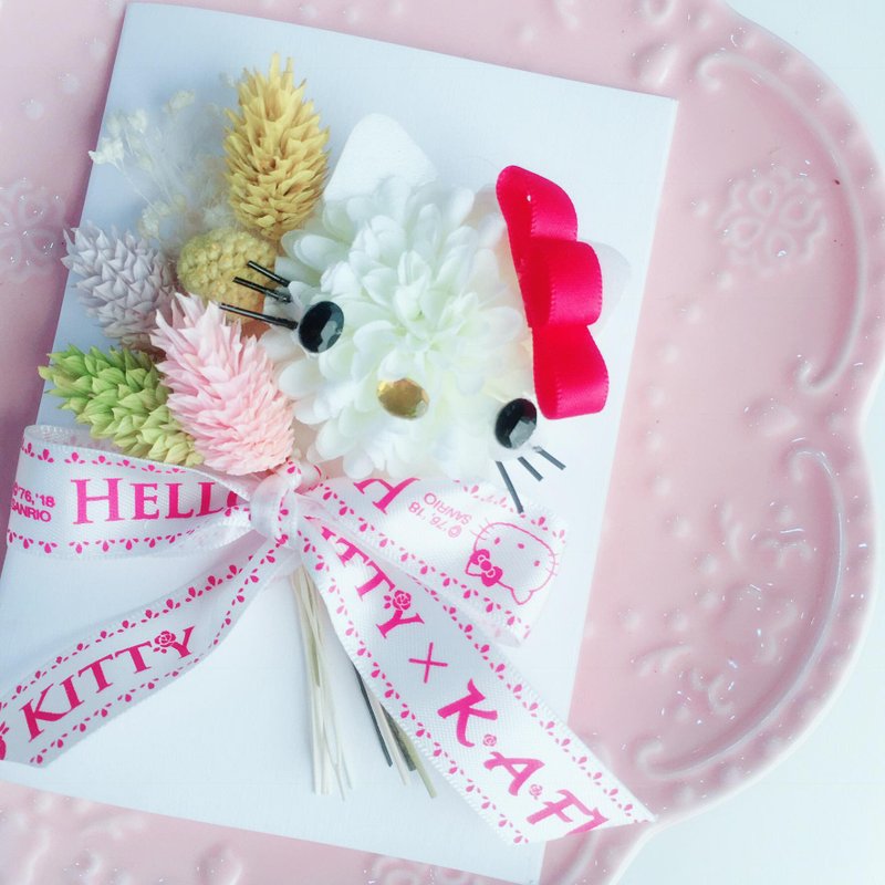 Hello Kitty Dry Flower DIY Group Card - ของวางตกแต่ง - พืช/ดอกไม้ ขาว