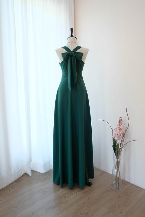 KEERATIKA Forest Green Bridesmaid dress Long Dress Cocktail Party Dress Floor length