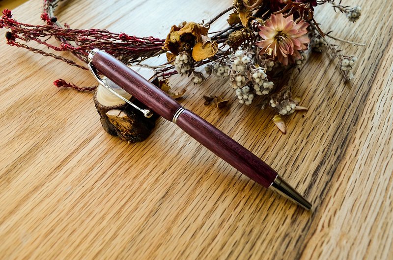 【Customized Gift】Purple Heart Wood-Handmade Ball Pen│ Gifts│ Personal Use│Graduation Gift - Ballpoint & Gel Pens - Wood Brown